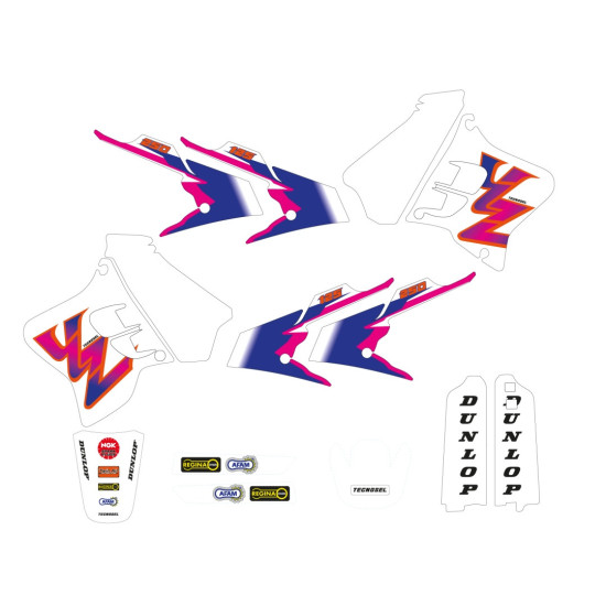 TECNOSEL (BLACKBIRD) STICKER SET + SEAT COVER YAMAHA YZ 125 / 250 '93-'95, REPLICA TEAM YAMAHA '93