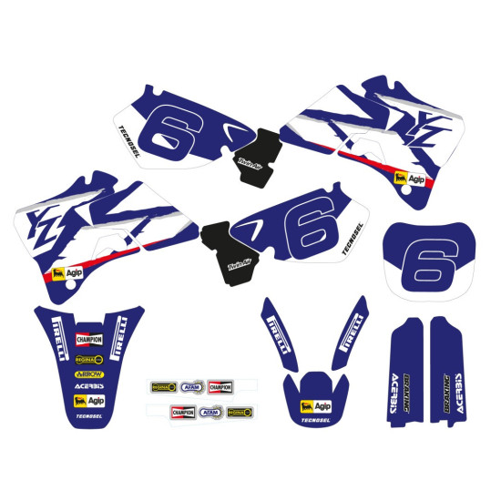 TECNOSEL (JUODASIS PAŠTAS) LIPDUKŲ RINKINYS + SĖDYNĖS UŽVALKALAS YAMAHA YZ 125 / 250 '96-'01, KOMANDINIS YAMAHA '98 REPL
