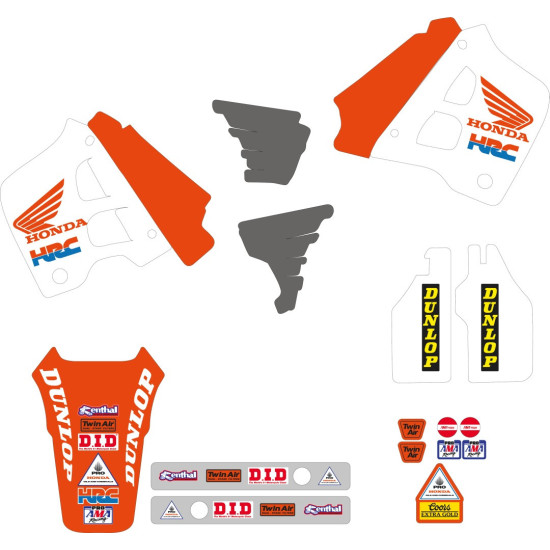 TECNOSEL (JUODASIS PAŠTAS) LIPDUKŲ RINKINYS HONDA CR 125 '91-'92, CR 250 '90-'91, KOMANDIŠKOS HONDA '91 JAV REPLIKA, SPA