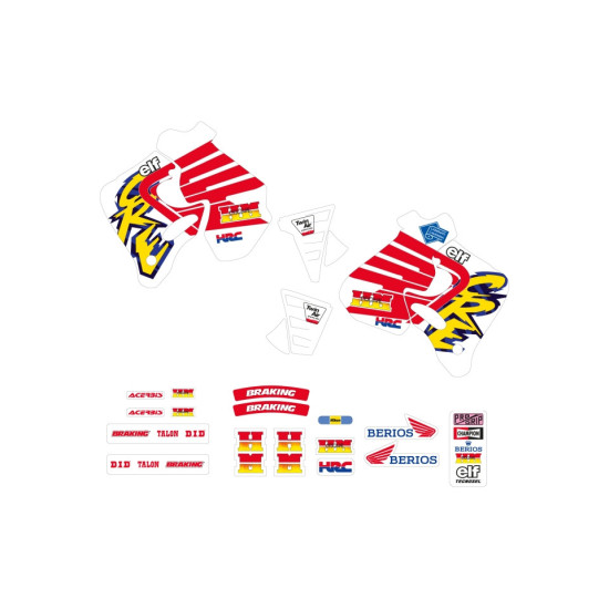 TECNOSEL (BLACKBIRD) STICKER SET HONDA CR 125 '93-'94, CR 250 '92-'94, REPLICA TEAM HONDA ENDURO '94 COLOR RED / WHITE /