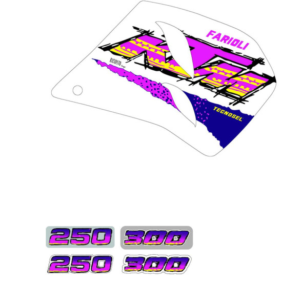TECNOSEL (BLACKBIRD) STICKER SET KTM 250 / 360 '93-'97, REPLICA TEAM KTM ENDURO '94 PINK / BLUE