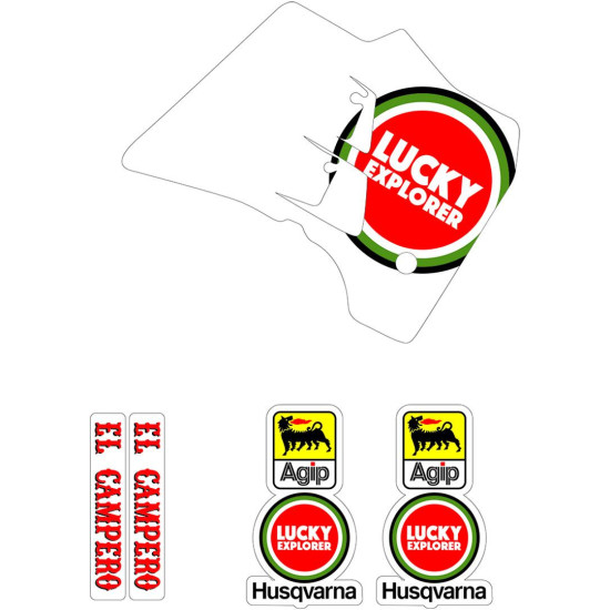 TECNOSEL (BLACKBIRD) STICKER SET HUSQVARNA TC / TE '91-'94, REPLICA TEAM CH RACING HUSQVARNA '93 COLOR WHITE / RED