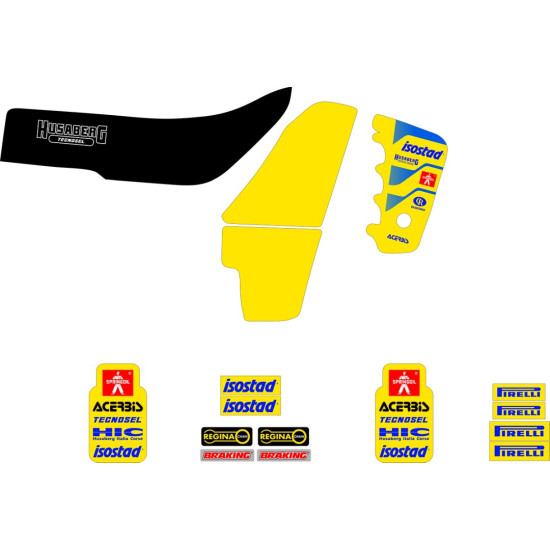 TECNOSEL (BLACKBIRD) STICKER SET (DECALS) HUSABERG FE / FS '90-'99, REPLICA TEAM HUSABERG '90 COLOR YELLOW / BLACK