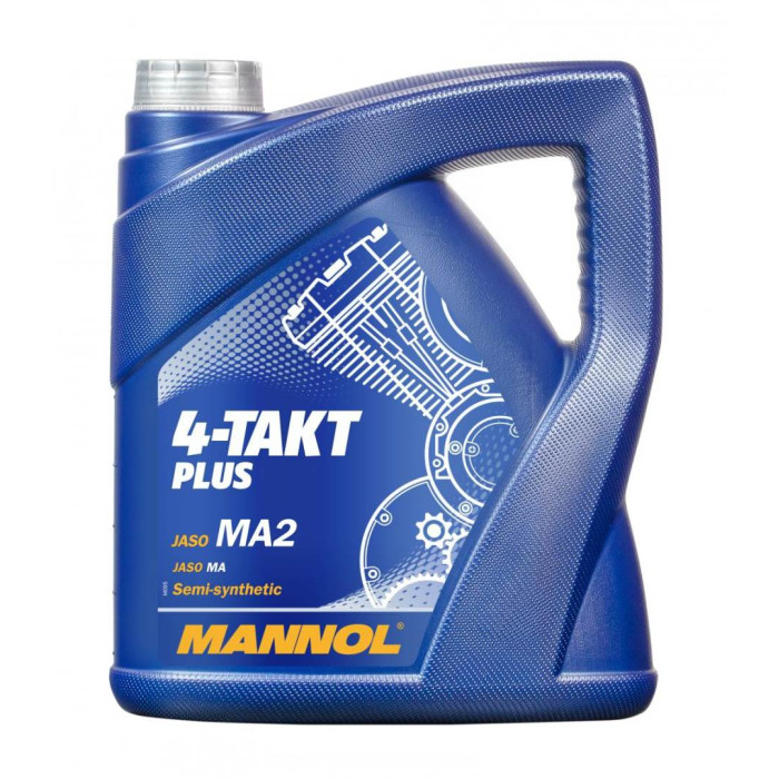 MANNOL sintetinė alyva 4T PLUS 10W40 4L (API SL, JASO MA/MA2) pusiau sintetinė (7202)