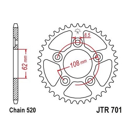 Aprilia RS 125 (until 2006) rear drive sprocket
