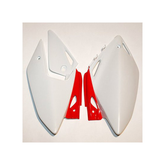 UFO GALINIAI ŠONINIAI DANGTELIAI HONDA CRF 250X '04-17 OEM SPALVA (BALTA/RAUDONA)