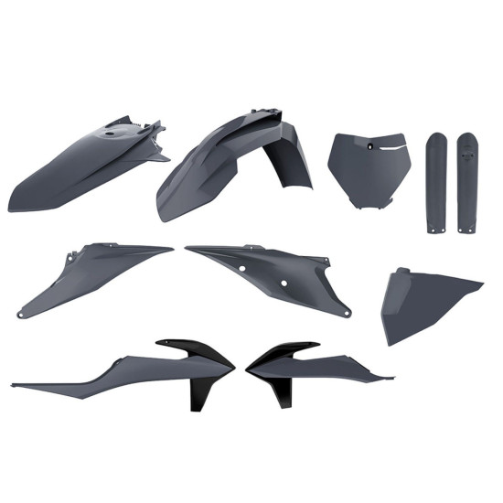 POLISPORT PLASTIC SET (FULL KIT) KTM SX / SX-F '19-'22 INCLUDES FRONT PLATE (8666400007) AND SHOCK ABSORBER COVERS (8398