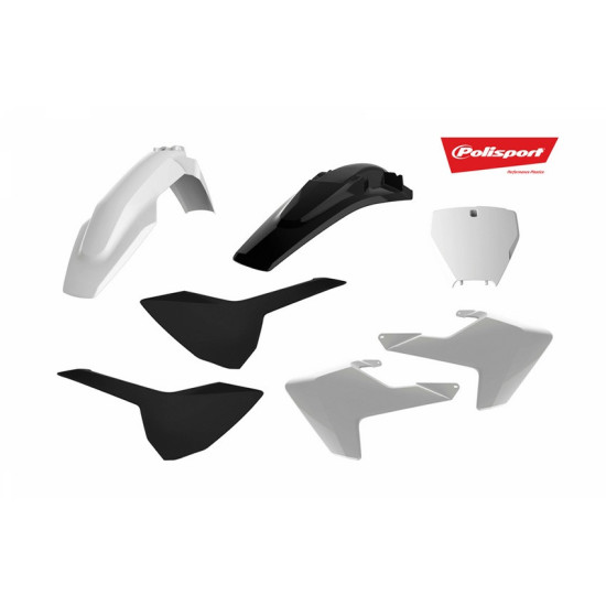 POLISPORT SALE PLASTIC SET HUSQVARNA TC / FC '16-'18 INCLUDING FRONT PLATE (8665800002) BLACK AND WHITE