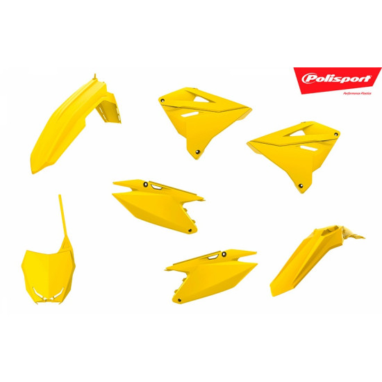 POLISPORT PLASTIKINIS KOMPLEKTAS SUZUKI RM 125 / 250 '01-'08, PERDIRBTAS RMZ 450 '22', GELTONAS