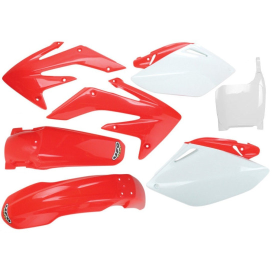 UFO PLASTIKINIŲ DALIŲ RINKINYS HONDA CRF 450 R '05-'06 OEM SPALVA (RAUDONA/BALTA) (HO108E999)