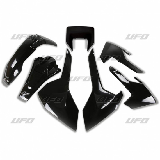 UFO PLASTIKINIS RINKINYS HUSQVARNA TX / TE / FE '17-'19 SU JUODU ŽIBINTŲ DANGTELIU (HU621E001)