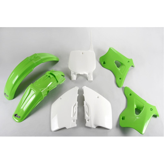 UFO PLASTIKINIŲ DALIŲ RINKINYS KAWASAKI KX 125/250 '96-'98 OEM SPALVA (ŽALIA/BALTA) (KA192E999)