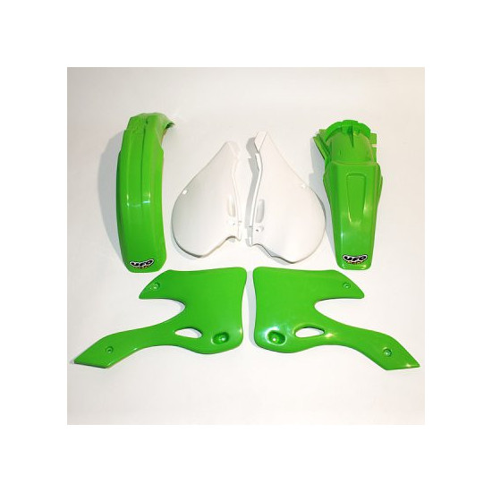 UFO PLASTIKINIŲ DALIŲ RINKINYS KAWASAKI KX 125/250 '99-'02 OEM SPALVA (ŽALIA/BALTA) (KA200E999)
