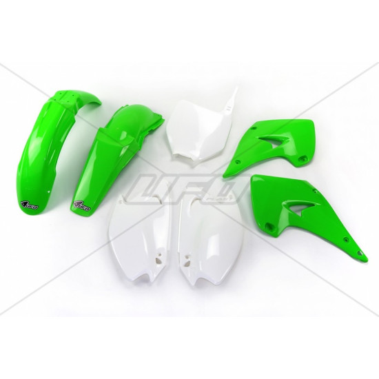 UFO PLASTIKINIŲ DALIŲ RINKINYS KAWASAKI KX 125/250 '03-'10 OEM SPALVA (ŽALIA/BALTA) (KA201E999) - PAKEIČIA KAKIT202999