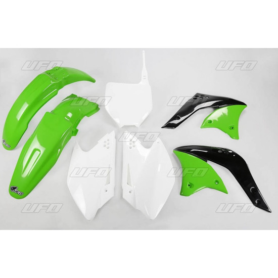 UFO PLASTIKINIŲ DALIŲ RINKINYS KAWASAKI KXF 250 '04-'06, ORIGINALI SPALVA (ŽALIA/BALTA) (KA204E999)