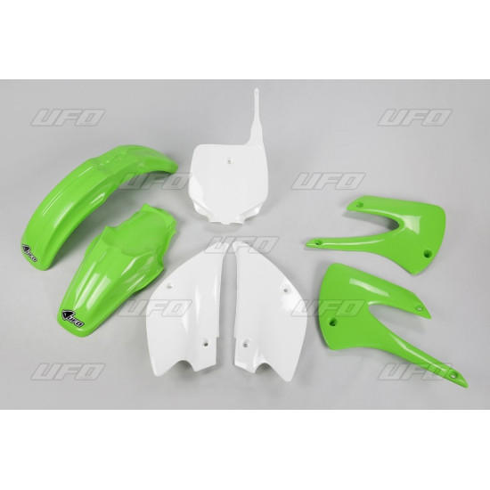 UFO PLASTIKINIŲ DALIŲ RINKINYS KAWASAKI KX 85 '01-'13, ORIGINALI SPALVA (ŽALIA/BALTA) (KX85 '01-'09, KX85 '11-'12) (KA20