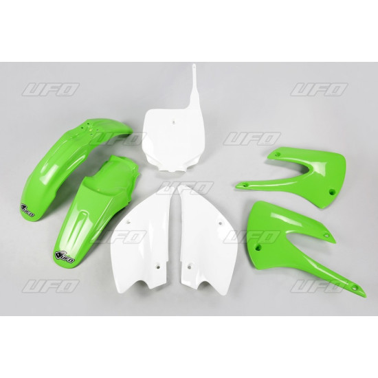 UFO PLASTIKINIŲ DALIŲ RINKINYS KAWASAKI KX 85 '01-'13, PERDIRBTAS, ORIGINALI SPALVA (ŽALIA/BALTA) (KA207KE999)