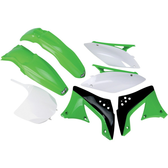 UFO PLASTIKINIŲ DALIŲ RINKINYS KAWASAKI KXF 450 '09-'11 OEM SPALVA '10-'11 (ŽALIA / BALTA / JUODA) (KA216E999)