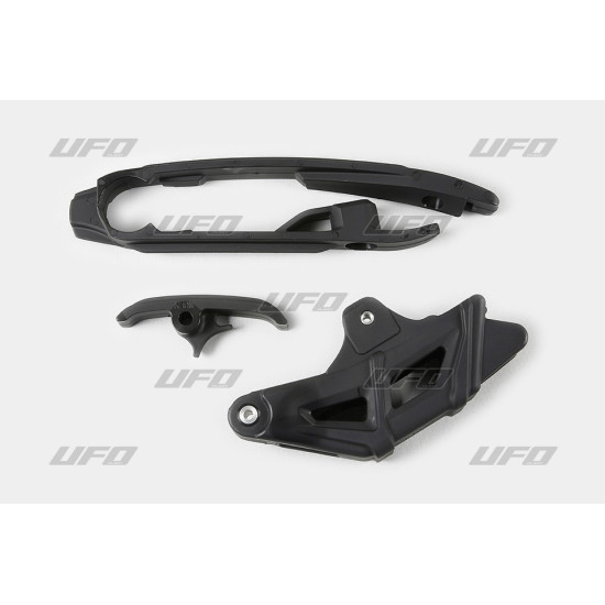 UFO SET SLIDE (SMALL AND LARGE) + CHAIN GUIDE KTM SX / SXF '16-'22, (EXCEPT SX 250 '16) BLACK