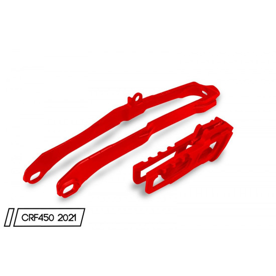UFO RINKINYS SLYDINTUVUI + GRANDINĖS KREIPIKLIS HONDA CRF 250 R '20-'25, CRF 250 RX '21-'25, CRF 450 R / RX '19-'25 RED