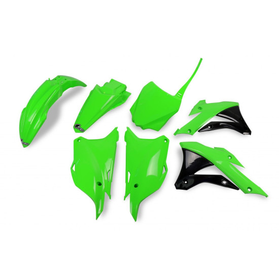 UFO PLASTIKINIŲ DALIŲ RINKINYS KAWASAKI KX 85 '14-'21, KX 100 '14-'21, OEM SPALVA '20 (ŽALIA) (KA222E999K)