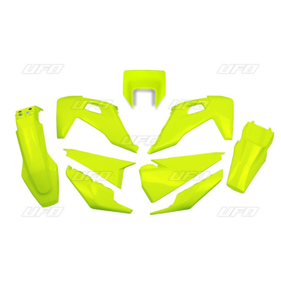 UFO PLASTIC SET HUSQVARNA TE 150 / 250 / 300 '20-'23, FE 250 / 350 / 450 / 501 '20-'23 WITH LAMP COVER COLOR FLUO YELLOW
