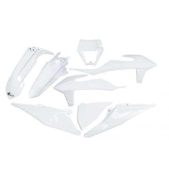 UFO PLASTIC SET KTM EXC 125 '20-'21, EXC 250 / 300 TPI '20-'23, EXC-F 250 / 350 / 450 / 500 '20-'23 WITH LAMP COVER WHIT