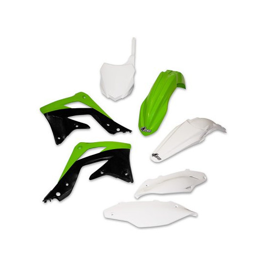 UFO PLASTIC SET KAWASAKI KXF 450 '13-'15 OEM COLOR (GREEN/WHITE/BLACK) (KA220E999)