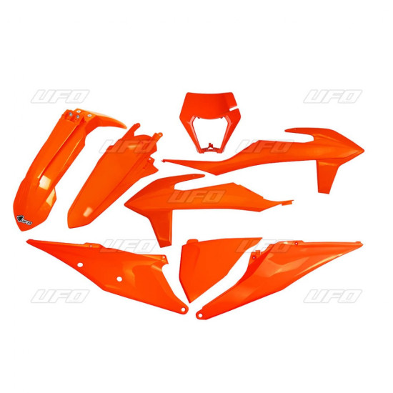 UFO PLASTIC SET KTM EXC 125 '20-'21, EXC 250 / 300 TPI '20-'23, EXC-F 250 / 350 / 450 / 500 '20-'23 WITH LAMP COVER FLUO