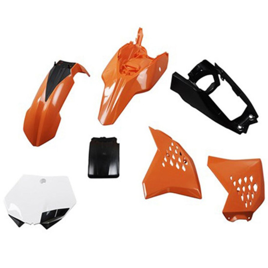 POLISPORT PLASTIKINIS RINKINYS KTM SX 65 '12-'15 KOMPLEKTAS SU GALINIU AMORTIZATORIAUS APSAUGA (8905600001) SPALVA ORANŽ