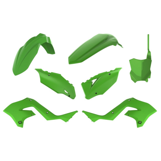 POLISPORT PLASTIKINIŲ DALIŲ KOMPLEKTAS KAWASAKI KX 125 / 250 '03-'08 (PERDIRBTAS ANT KXF 450 '22) SPALVA ŽALIA OEM