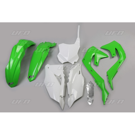 UFO PLASTIC SET KAWASAKI KXF 250 '21-24, KXF 450 '19-23 OEM COLOR (GREEN/WHITE/BLACK) (KA227E999)