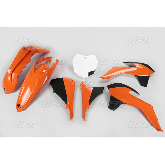 UFO PLASTIKINIS RINKINYS KTM SX/SXF '13-'15, SX 250 '16, ORIGINALI SPALVA '13-'14 (ORANŽINĖ/JUODA/BALTA) (KT515E999)