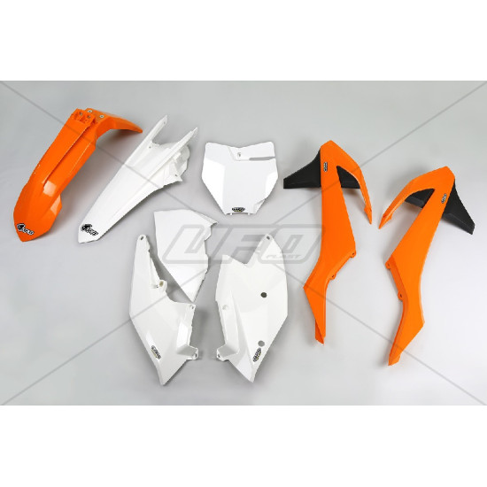 UFO KTM SX/SXF '16-'18 PLASTIC SET (EXCEPT SX 250 '16), '16 OEM COLOR (ORANGE/WHITE) (KT517E999)