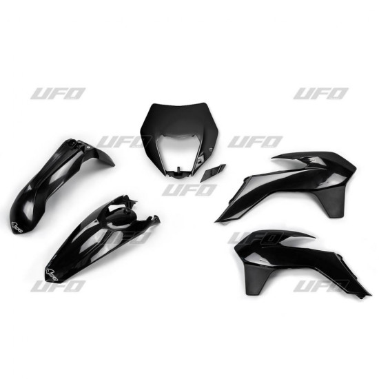 UFO KTM EXC / EXCF '14-'16 PLASTIC SET WITH LAMP COVER BLACK (KT524E001)