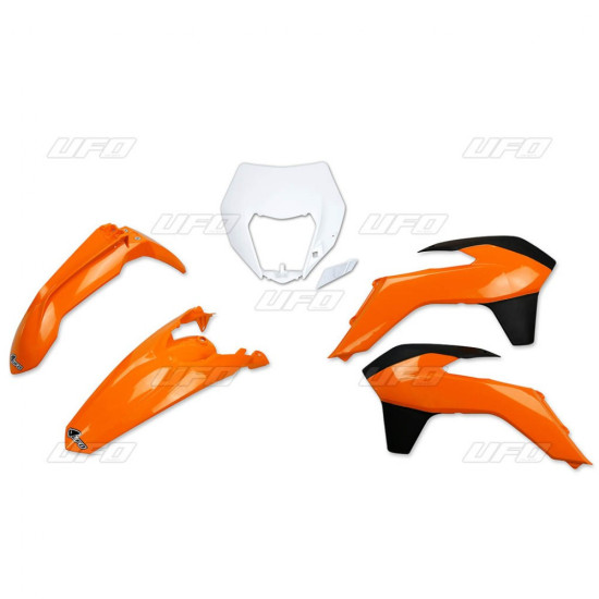 UFO KTM EXC/EXCF '14-'16 PLASTIC SET WITH LAMP COVER OEM COLOR '14 (ORANGE/WHITE/BLACK) (KT524E999)