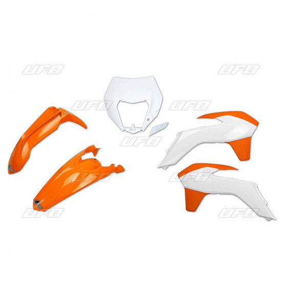 UFO KTM EXC/EXCF '14-'16 PLASTIC SET WITH LAMP COVER OEM COLOR '15 (ORANGE/WHITE) (KT524E999W)