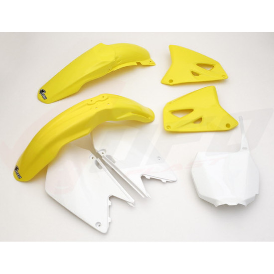 UFO PLASTIC SET SUZUKI RM 125 '01-'22, RM 250 '01-'22 OEM COLOR (WHITE/YELLOW) (SU402E999)