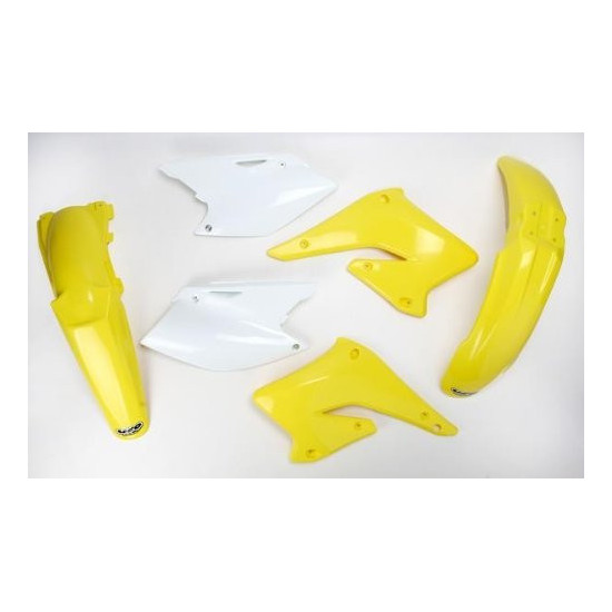 UFO PLASTIKINIS KOMPLEKTAS SUZUKI RMZ 250 '04-'06 OEM SPALVA (BALTA/GELTONA) (SU403E999)