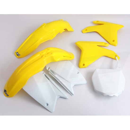 UFO PLASTIKINIS KOMPLEKTAS SUZUKI RMZ 450 '05-'06 OEM SPALVA (BALTA/GELTONA) (SU404E999)