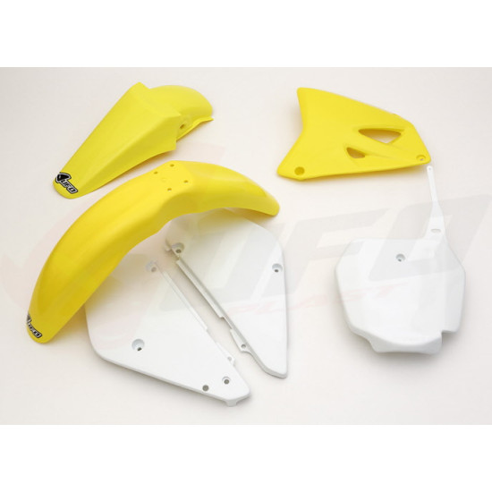 UFO PLASTIC SET SUZUKI RM 85 '00-'24 COLOR OEM '00-'15 '18-'20 OEM (WHITE/YELLOW) (SU405E999)