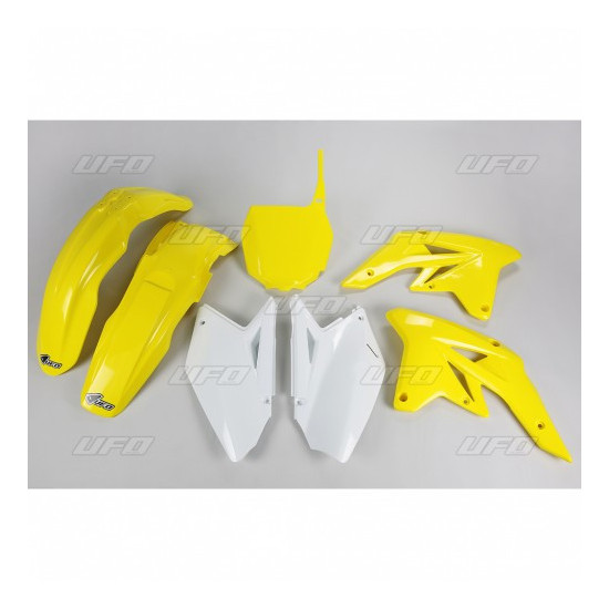 UFO PLASTIC SET SUZUKI RMZ 250 '07-'09 OEM COLOR (WHITE / YELLOW - WITH YELLOW NUMBER PLATE) (SU407BE999)