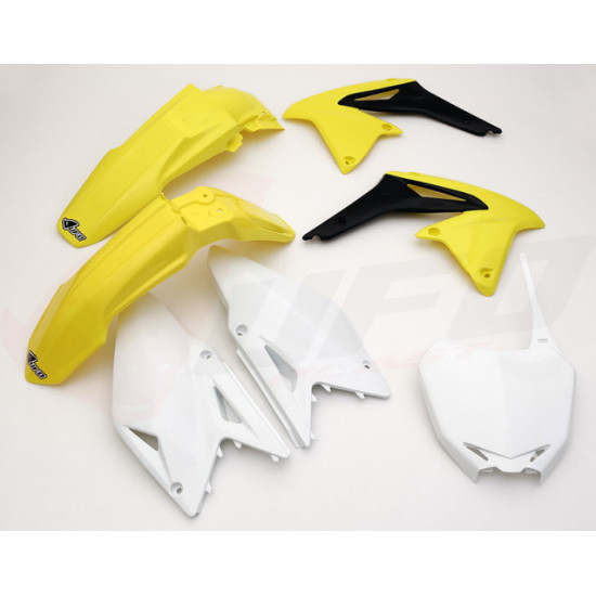UFO PLASTIKINIS KOMPLEKTAS SUZUKI RMZ 450 '08-17 OEM SPALVA (GELTONA / BALTA / JUODA) (SU412E999)