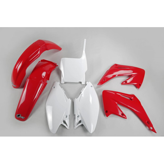 UFO PLASTIC SET HONDA CR 125 / 250 '04-'07, OEM COLOR (RED / WHITE)