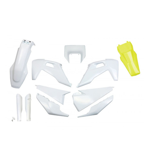 UFO PLASTIC SET (FULL KIT) WITH TELESCOPIC GUARDS (SHOCK ABSORBERS) HUSQVARNA TX / TE 125 / 150 / 250 / 300 '20-'22, FE 