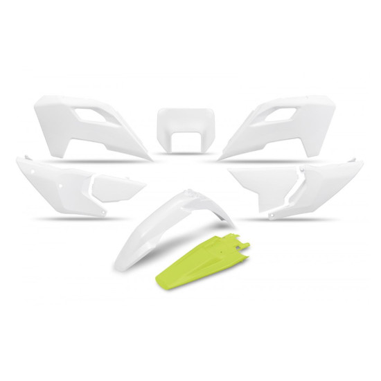 UFO PLASTIC SET HUSQVARNA TE 150 / 250 / 300 '24-'25, FE 250 / 350 / 450 / 501 '24-'25, OEM COLOR WHITE YELLOW