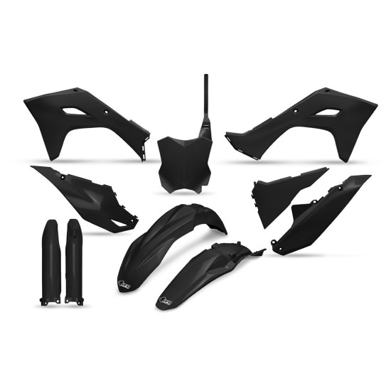 UFO PLASTIKINIS RINKINYS (PILNAS KOMPLEKTAS) SU TELESKOPU (AMORTIZATORIUMI) UŽDENGIA KAWASAKI KXF 250 '25, KXF 450'24-'2