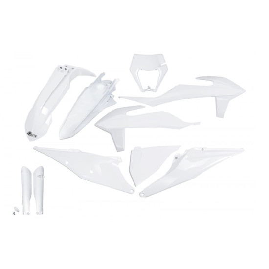 UFO PLASTIC SET (FULL KIT) WITH TELESCOPE (SHOCK ABSORBER) GUARDS KTM EXC 125 '20-'21, EXC 250 / 300 TPI '20-'23, EXC-F 