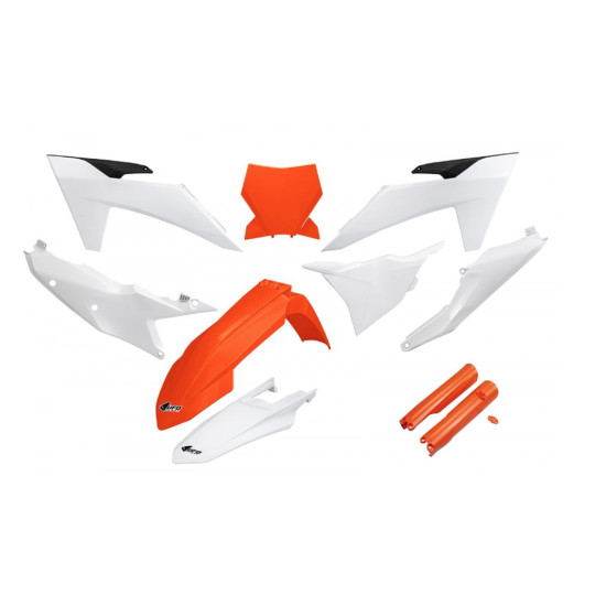 UFO PLASTIC SET (FULL KIT) WITH TELESCOPE (SHOCK ABSORBER) PROTECTORS KTM SX 125 / 250 / 300 TBI '23-'24, SX-F 250 / 350