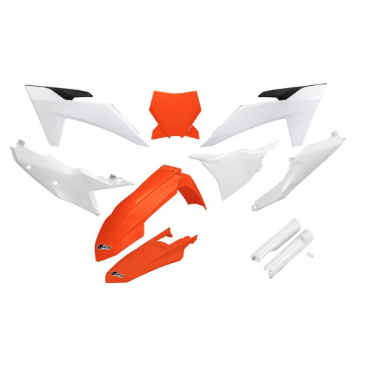 UFO PLASTIKINIS RINKINYS (PILNAS KOMPLEKTAS) SU TELESKOPO (AMORTIZATORIAUS) APSAUGOMIS KTM SX 125 / 250 / 300 TBI '23-'2